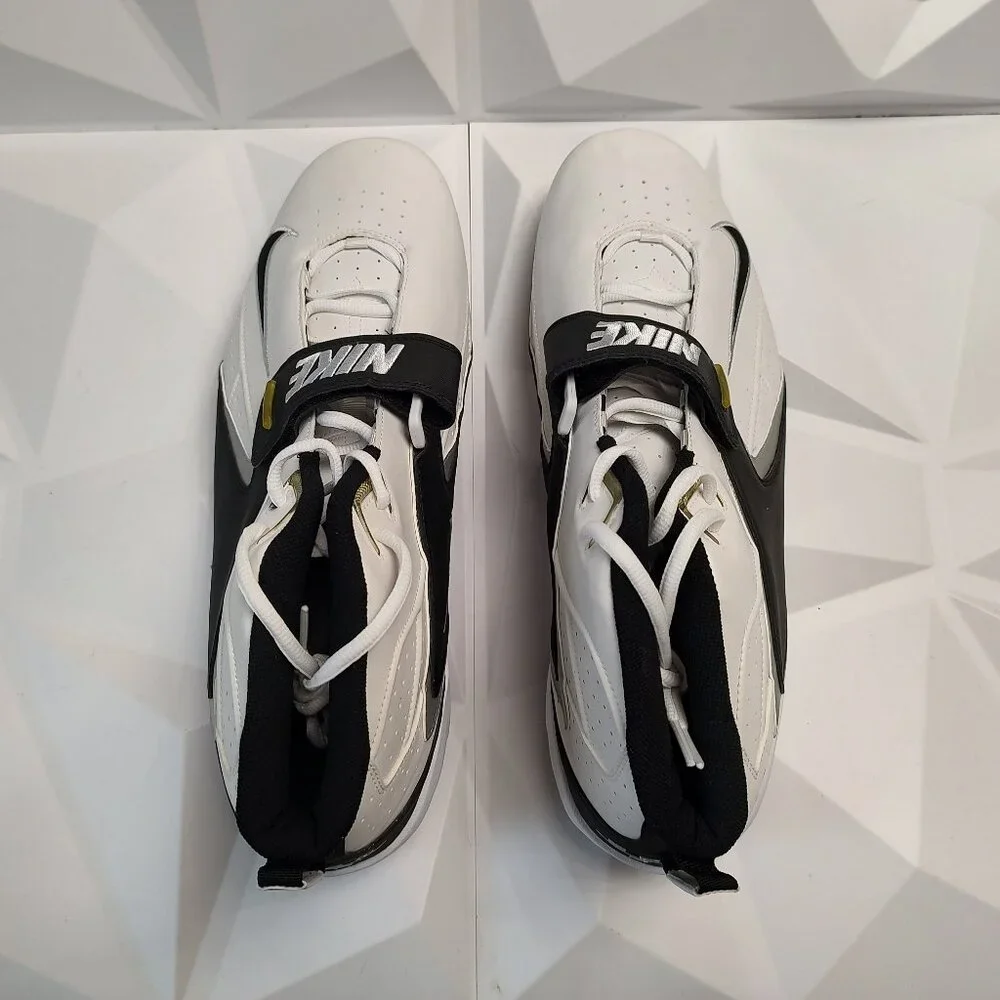 Nike Men's Football Cleats 18 White Black Shoe Lacrosse Air Zoom Boss Shark - Picture 8 of 10